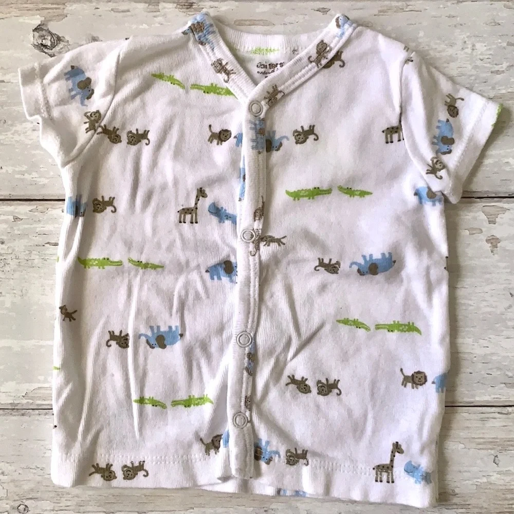 Baby Boy 3m Carters Outfit Pants & Animals Shirt Green Frog
